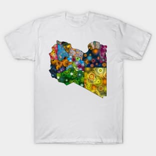 Spirograph Patterned Libya Provinces Map T-Shirt